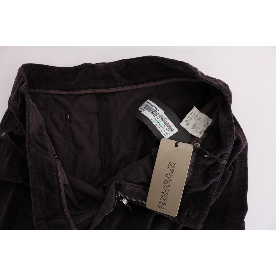 Ermanno Scervino Chic Brown Capri Cropped Cotton Pants Ermanno Scervino Light Gray