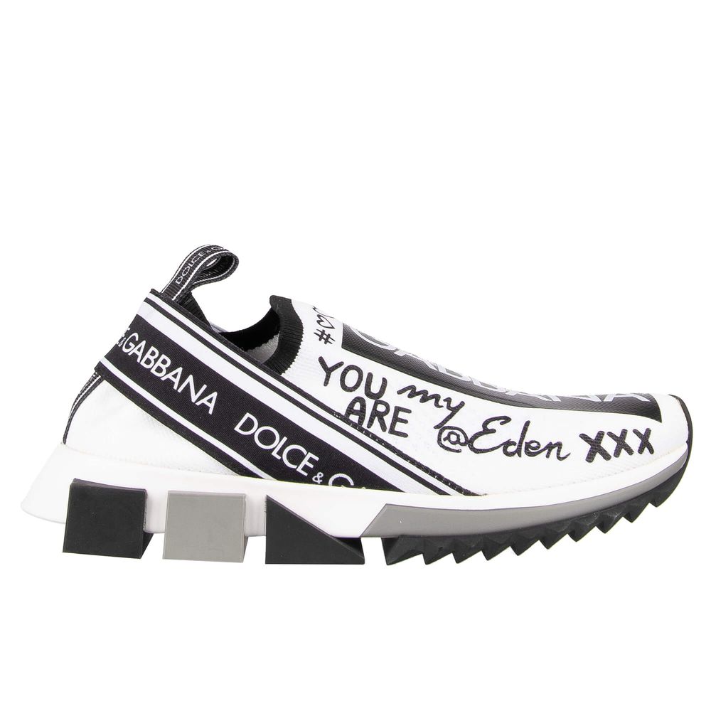 Dolce & Gabbana Elegant Monochrome Printed Stretch Sneakers Dolce & Gabbana Dark Slate Gray