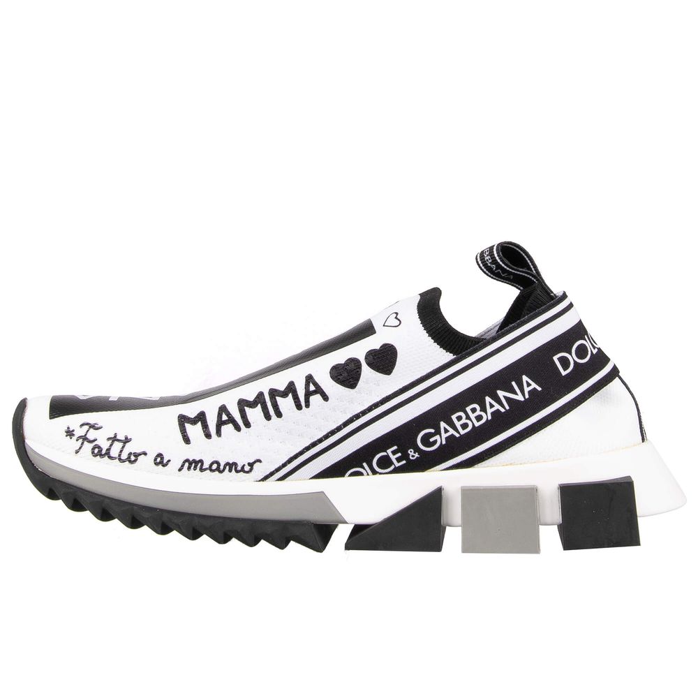 Dolce & Gabbana Elegant Monochrome Printed Stretch Sneakers Dolce & Gabbana Dark Slate Gray