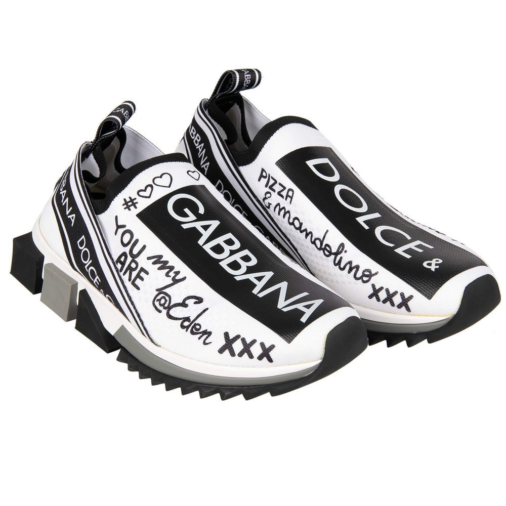 Dolce & Gabbana Elegant Monochrome Printed Stretch Sneakers Dolce & Gabbana Lavender