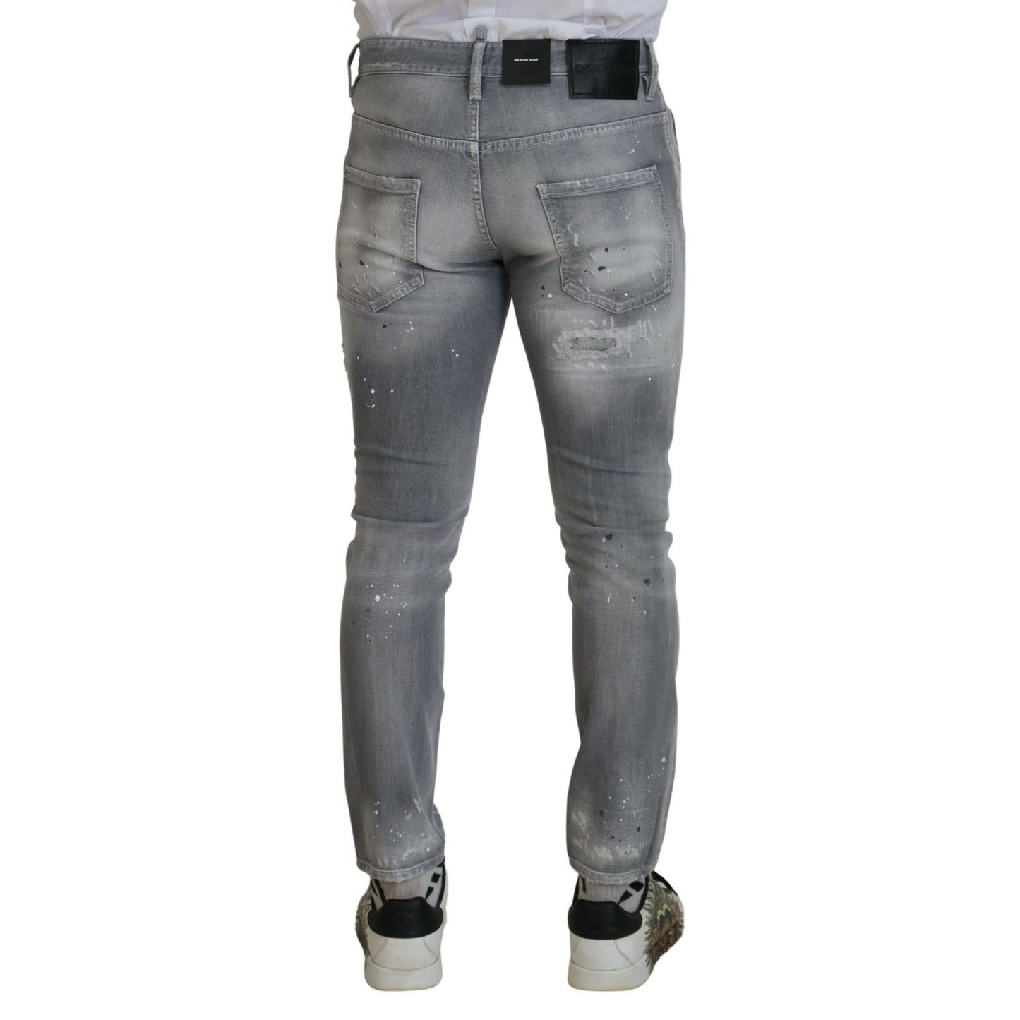 Dsquared² Gray Washed Cotton Slim Fit Casual Men Denim Jeans