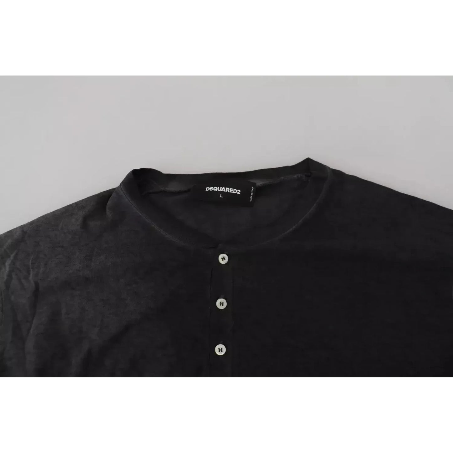 Dsquared² Black Cotton Linen Long Sleeves Pullover Sweater TSH3534-46
