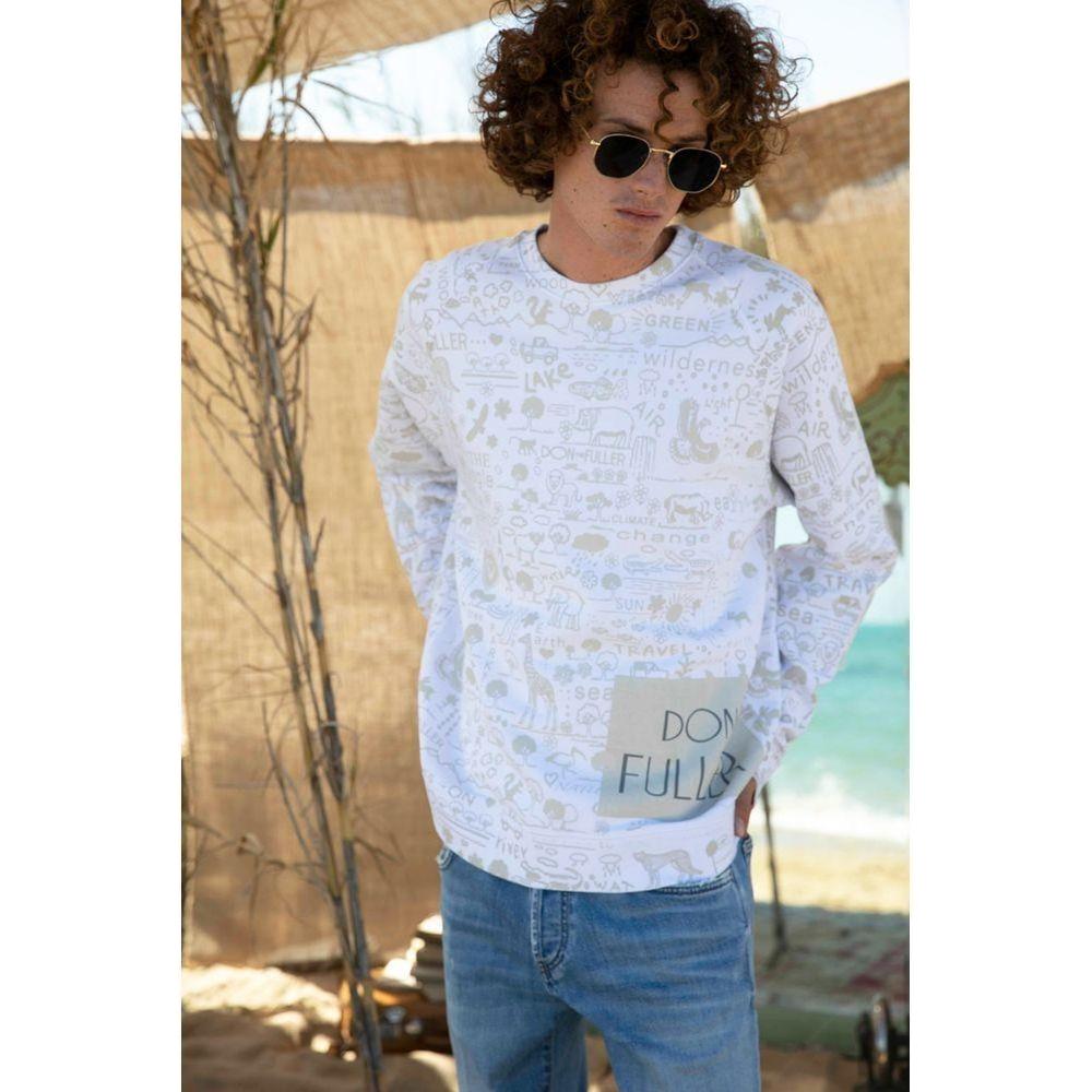 Don The Fuller White Cotton Men Sweater MAN SWEATERS Don The Fuller Gray