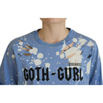 Dsquared² Blue Goth Gurl Print Black Lace Cotton Tee T-shirt TSH83394-38
