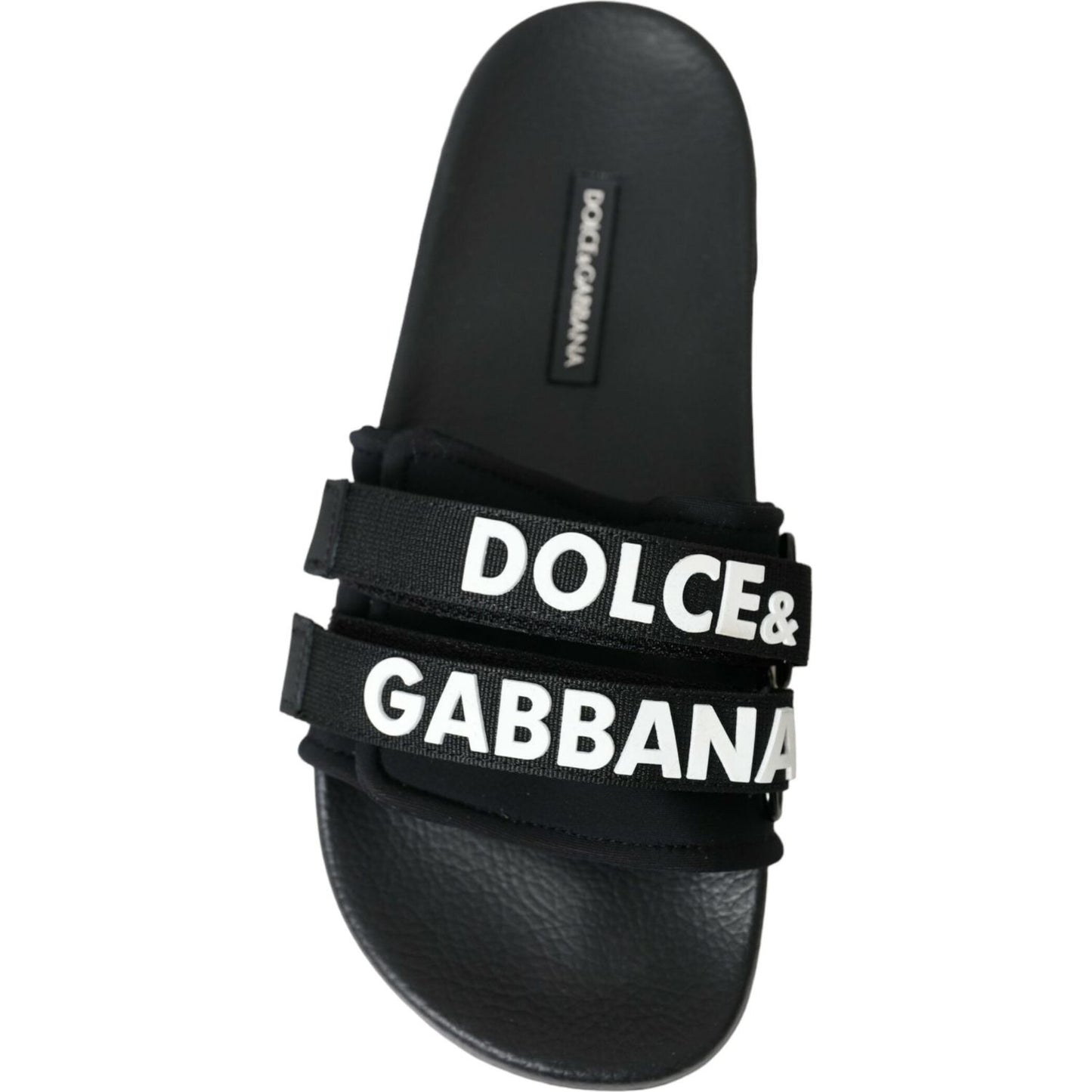 Dolce & Gabbana Black Neoprene Slides Flats Beachwear Shoes LA10806-35
