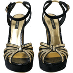 Dolce & Gabbana Black Gold Embellished Heels Sandals Shoes LA10771-39