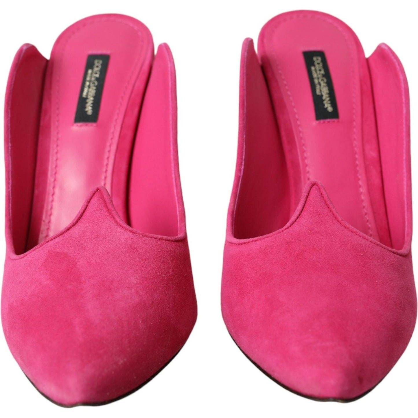 Dolce & Gabbana Fuchsia Suede Leather Mules Sandals Shoes Dolce & Gabbana Violet Red