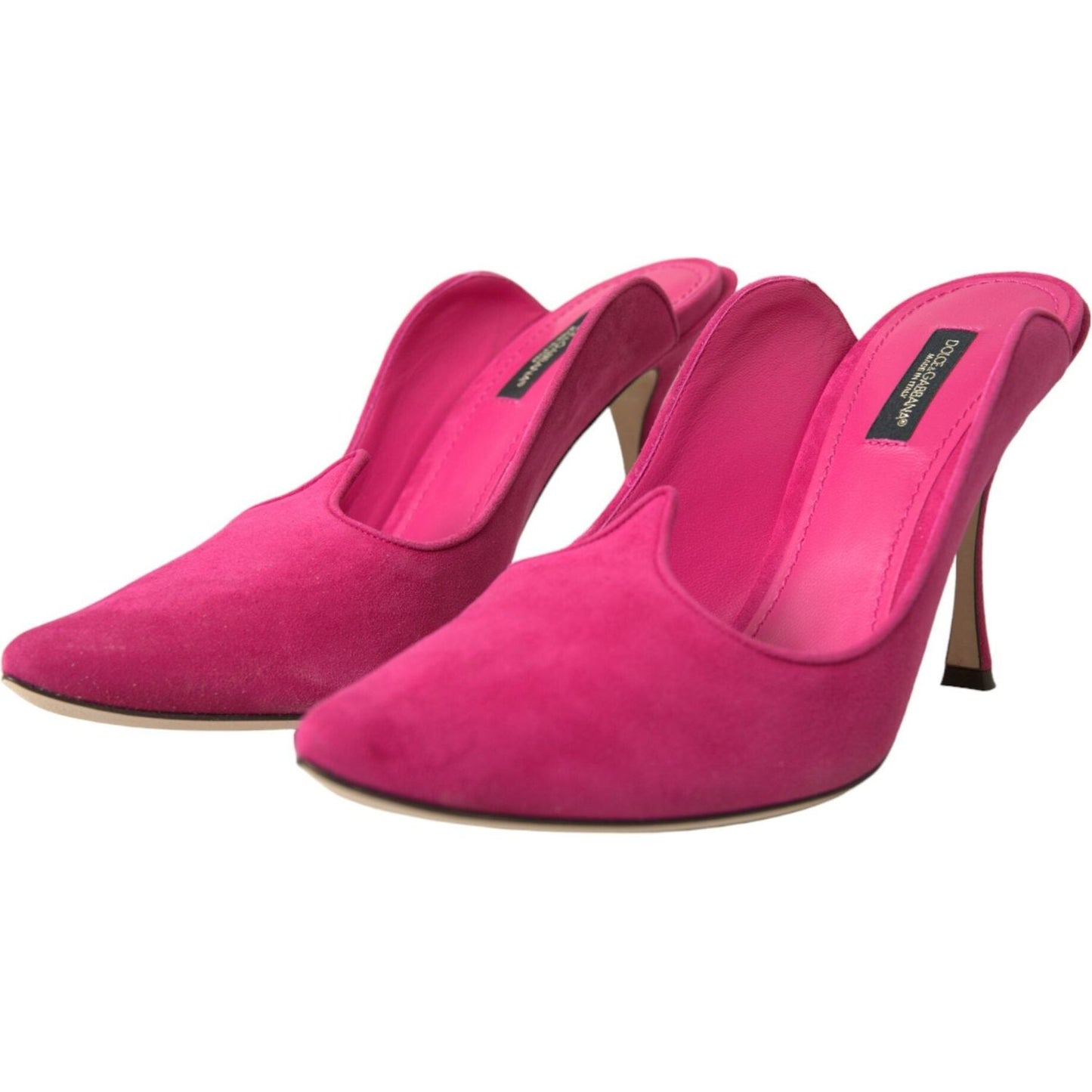 Dolce & Gabbana Fuchsia Suede Leather Mules Sandals Shoes Dolce & Gabbana Maroon