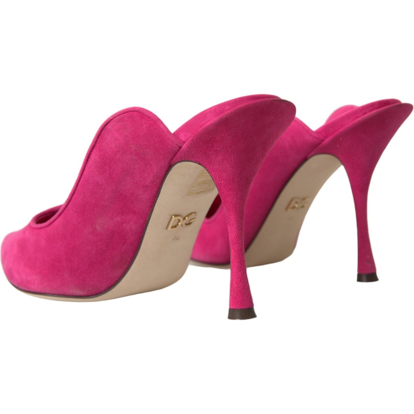 Dolce & Gabbana Fuchsia Suede Leather Mules Sandals Shoes Dolce & Gabbana Maroon