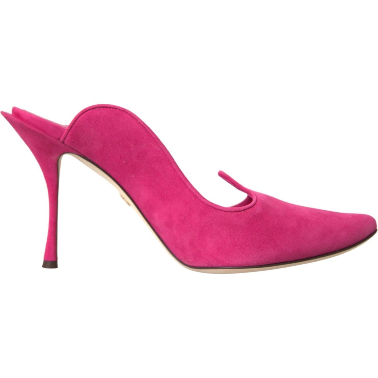 Dolce & Gabbana Fuchsia Suede Leather Mules Sandals Shoes Dolce & Gabbana Maroon