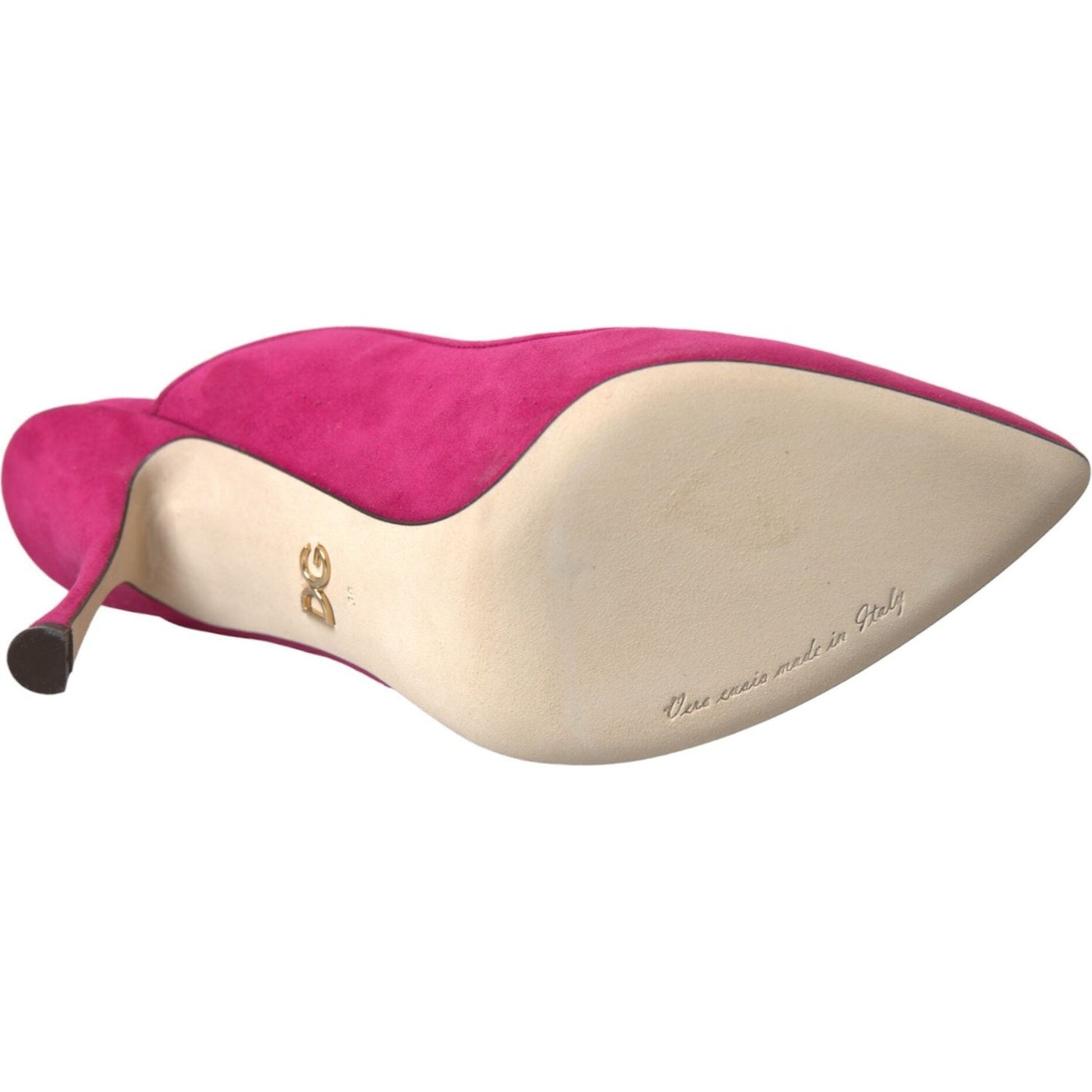 Dolce & Gabbana Fuchsia Suede Leather Mules Sandals Shoes Dolce & Gabbana Gray
