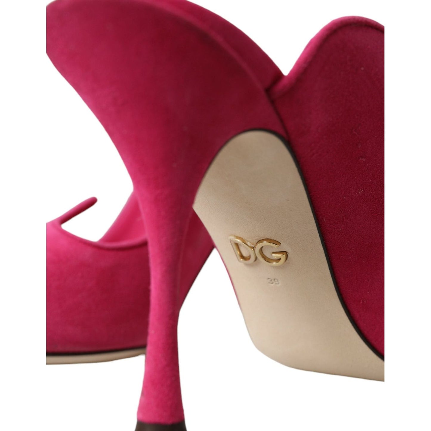 Dolce & Gabbana Fuchsia Suede Leather Mules Sandals Shoes Dolce & Gabbana Brown