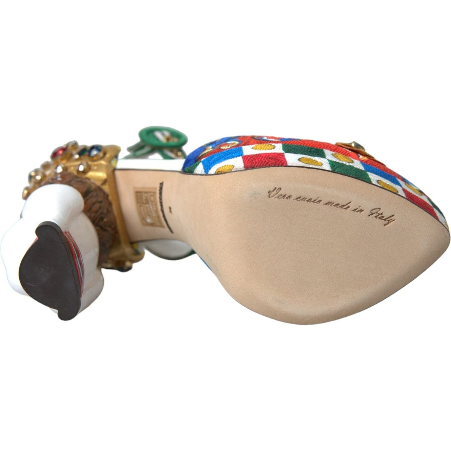 Dolce & Gabbana Multicolor Carretto Embellished Sandals Shoes LA10702-36.5
