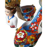Dolce & Gabbana Multicolor Carretto Embellished Sandals Shoes LA10702-36.5