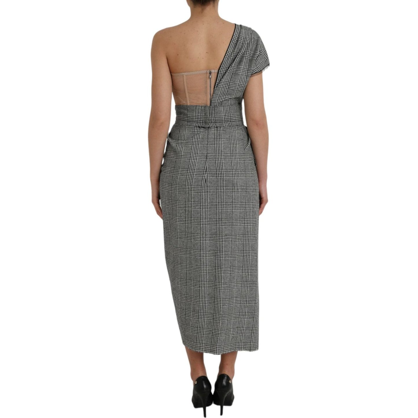 Dolce & Gabbana Gray Beige Layered One Shoulder Maxi Dress Dolce & Gabbana Dim Gray
