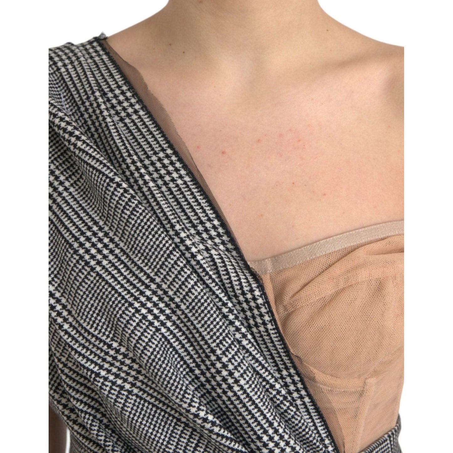 Dolce & Gabbana Gray Beige Layered One Shoulder Maxi Dress Dolce & Gabbana Rosy Brown