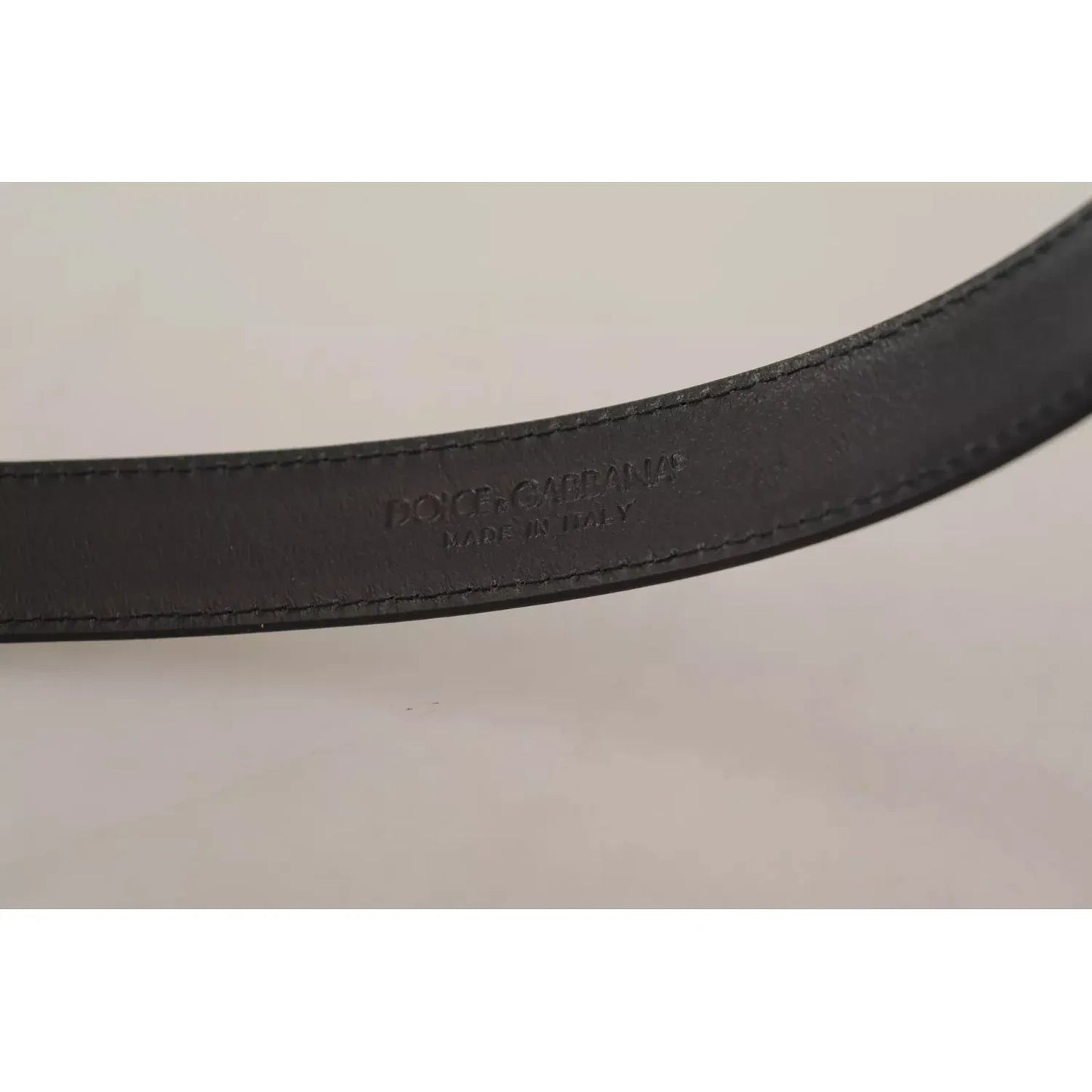 Dolce & Gabbana Black Classic Calf Leather Vintage Metal Buckle Belt Dolce & Gabbana Gray