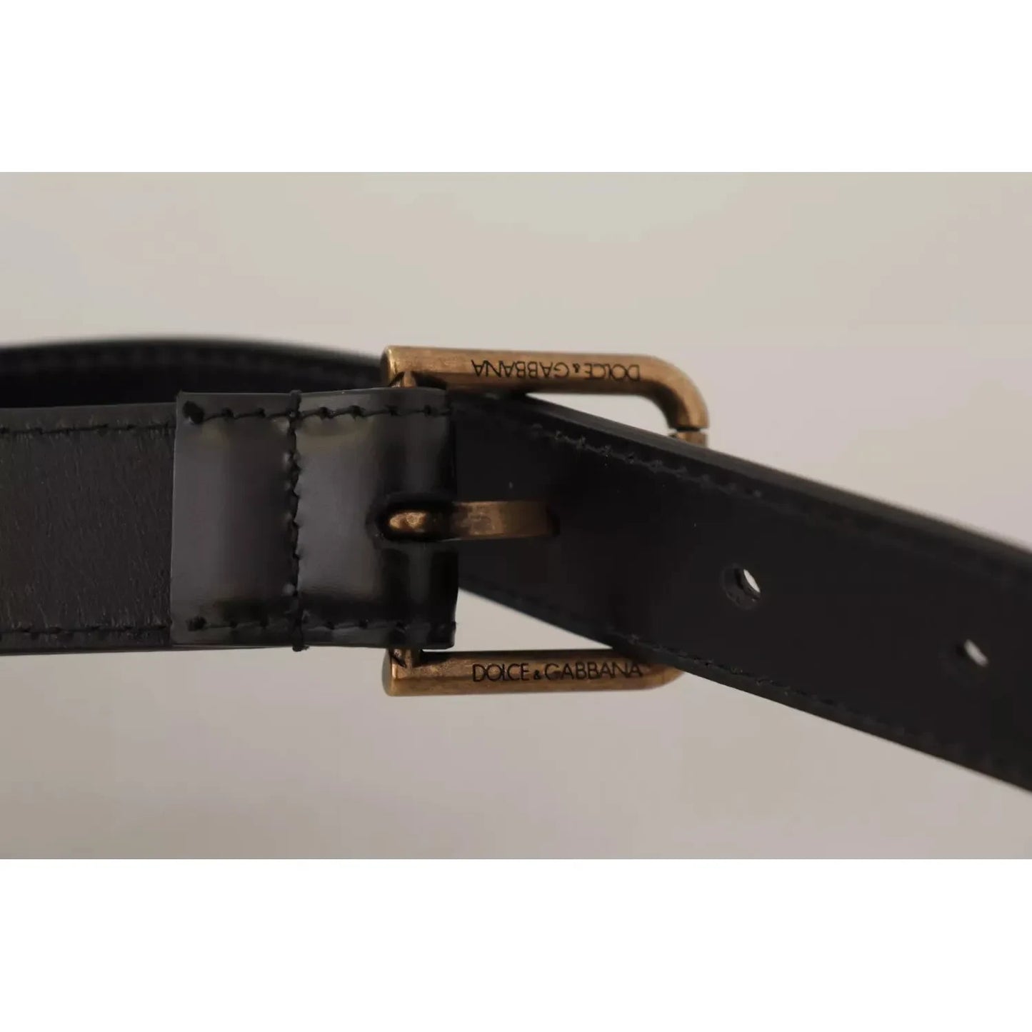 Dolce & Gabbana Black Classic Calf Leather Vintage Metal Buckle Belt Dolce & Gabbana Black