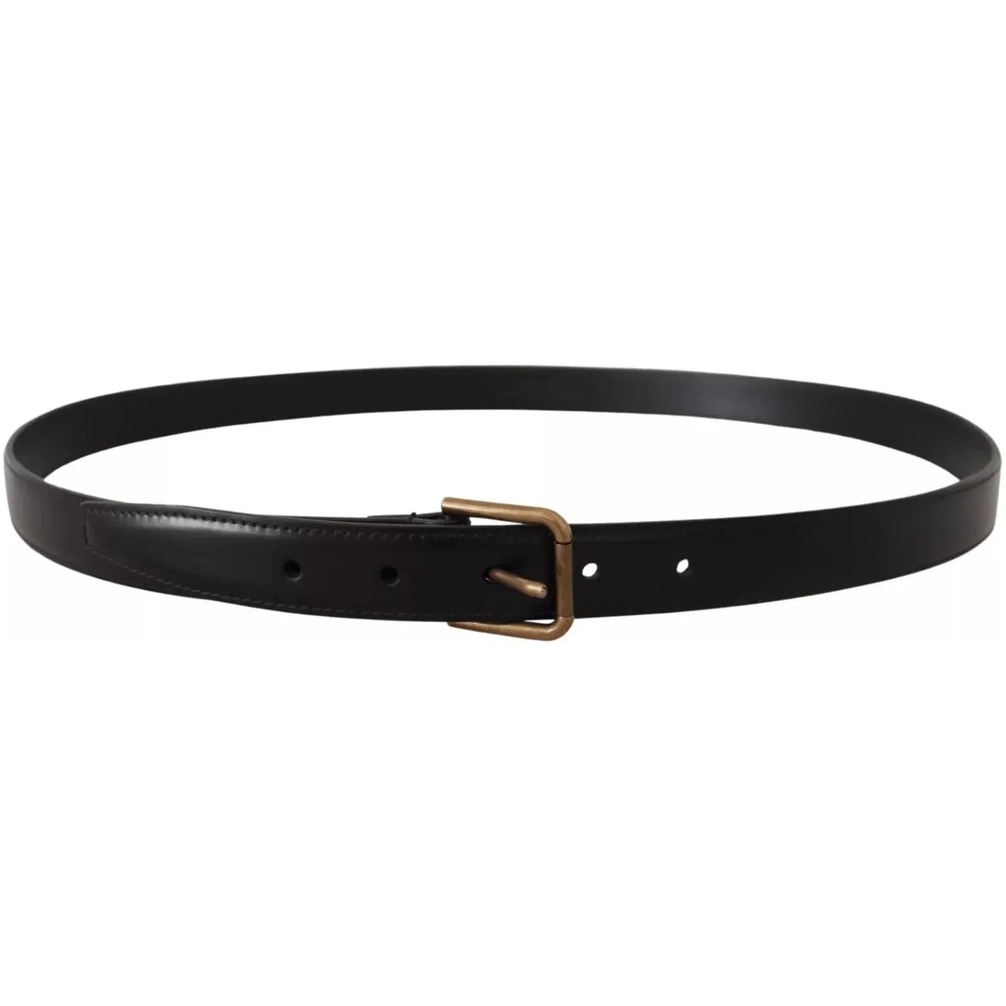 Dolce & Gabbana Black Classic Calf Leather Vintage Metal Buckle Belt Dolce & Gabbana Black