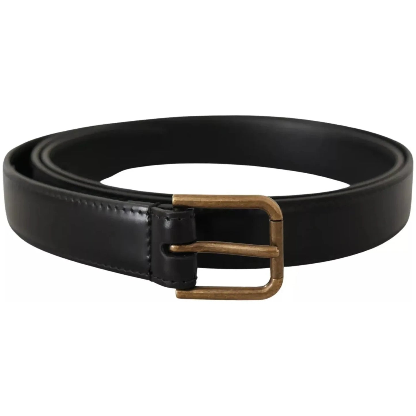 Dolce & Gabbana Black Classic Calf Leather Vintage Metal Buckle Belt Dolce & Gabbana Black