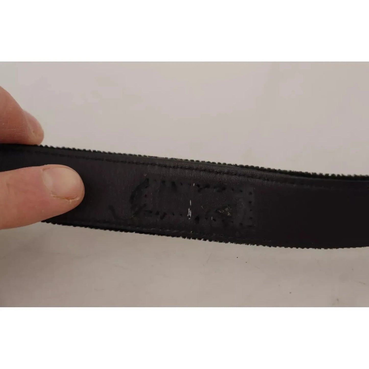 Dolce & Gabbana Black Classic Leather Silver Metal Buckle Belt Dolce & Gabbana Dark Gray