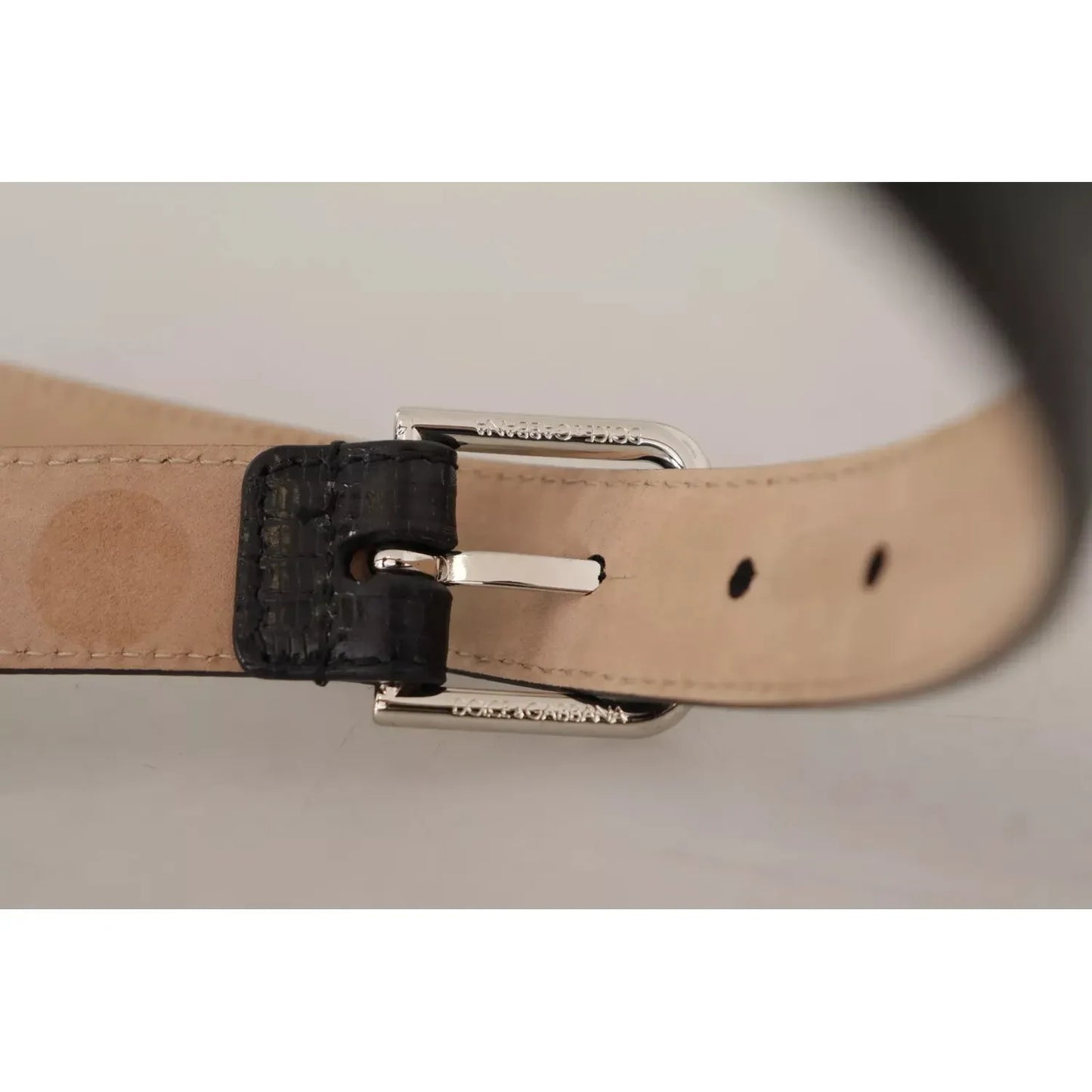 Dolce & Gabbana Black Classic Leather Silver Metal Buckle Belt Dolce & Gabbana Rosy Brown
