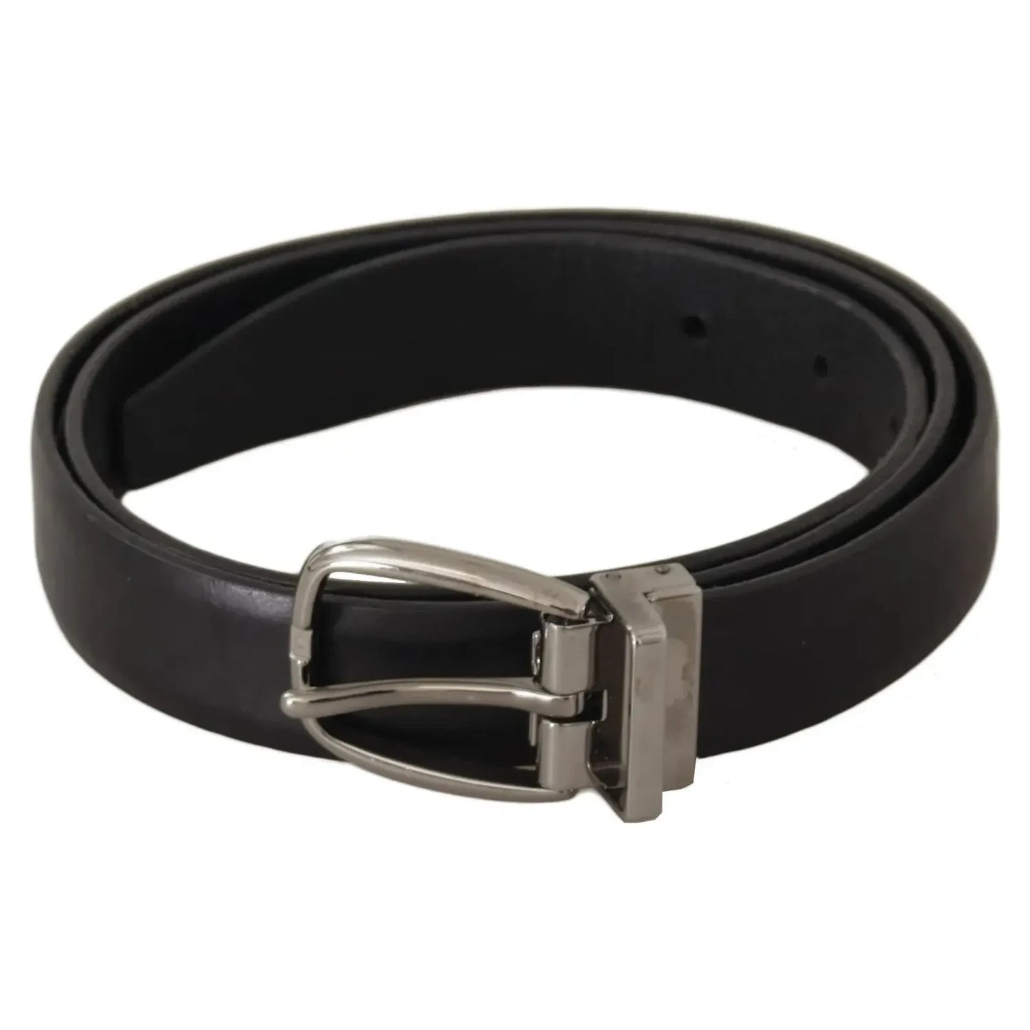Dolce & Gabbana Black Classic Leather Silver Tone Metal Buckle Belt Dolce & Gabbana Dark Slate Gray
