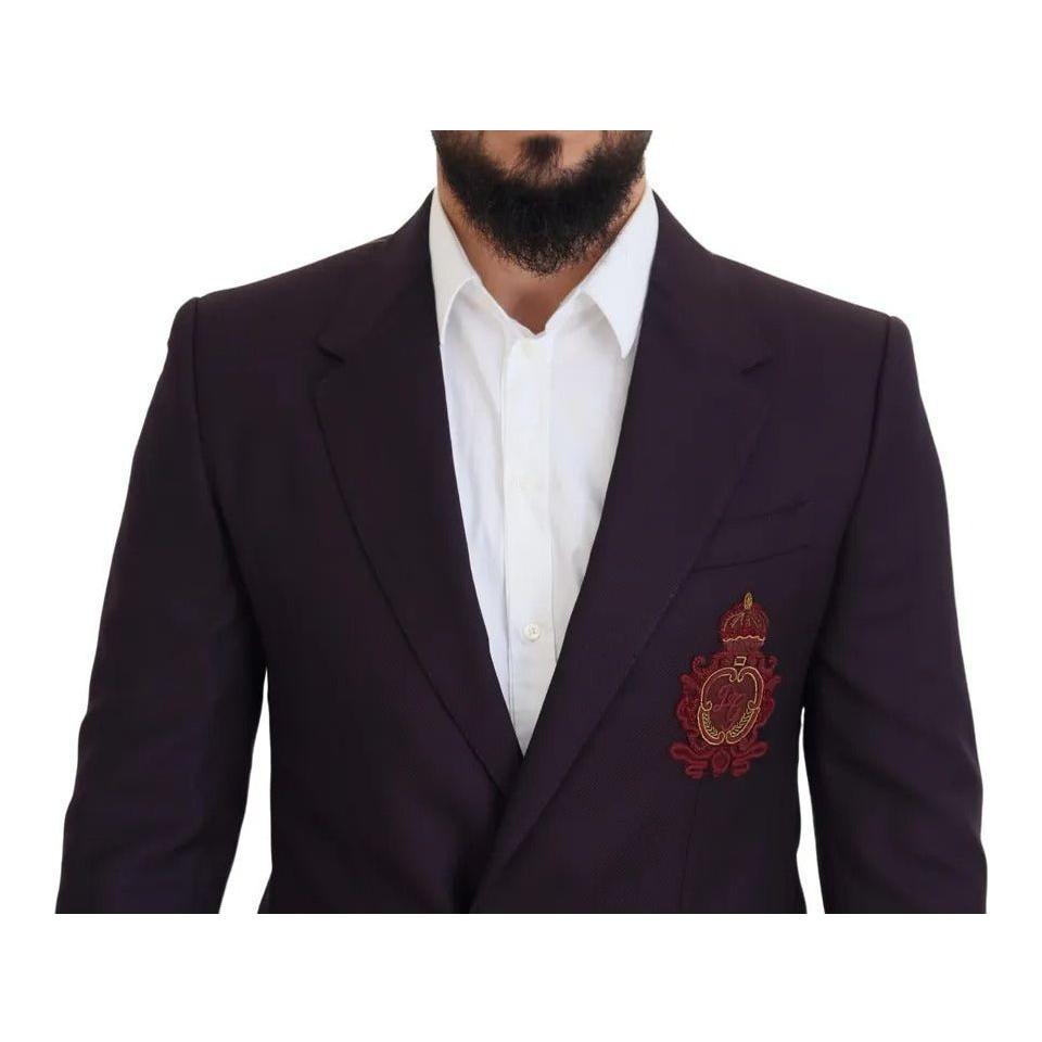Dolce & Gabbana Purple Logo Single Breasted Wool Blazer Dolce & Gabbana Black