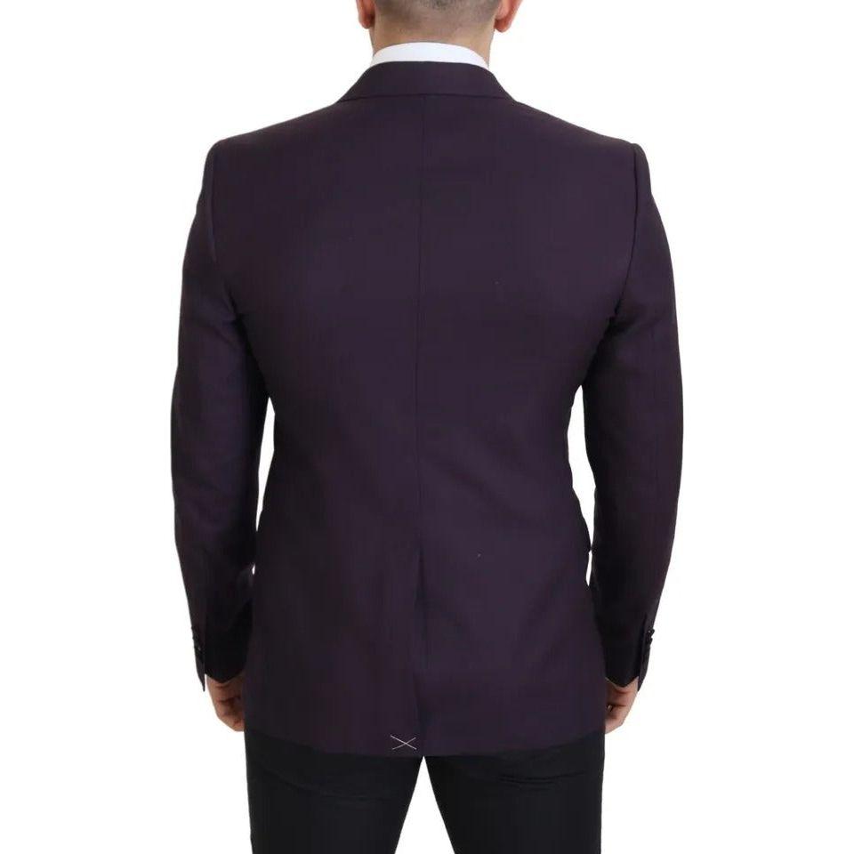 Dolce & Gabbana Purple Logo Single Breasted Wool Blazer Dolce & Gabbana Dark Slate Gray