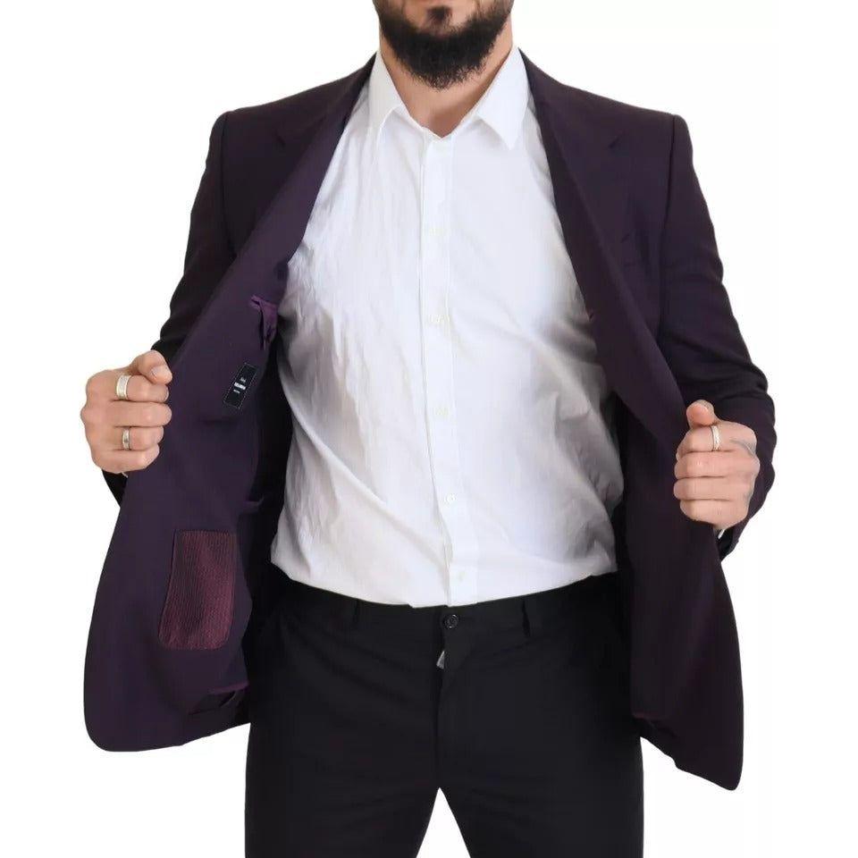 Dolce & Gabbana Purple Logo Single Breasted Wool Blazer Dolce & Gabbana Dark Slate Gray