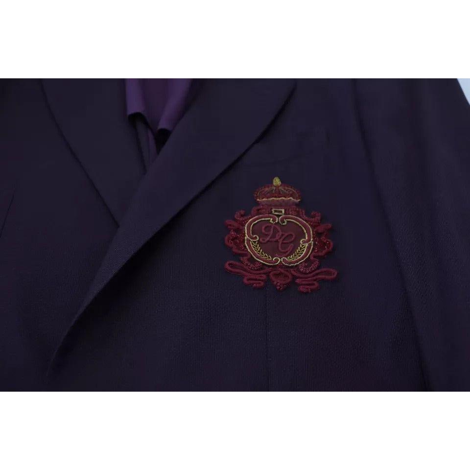 Dolce & Gabbana Purple Logo Single Breasted Wool Blazer Dolce & Gabbana Black