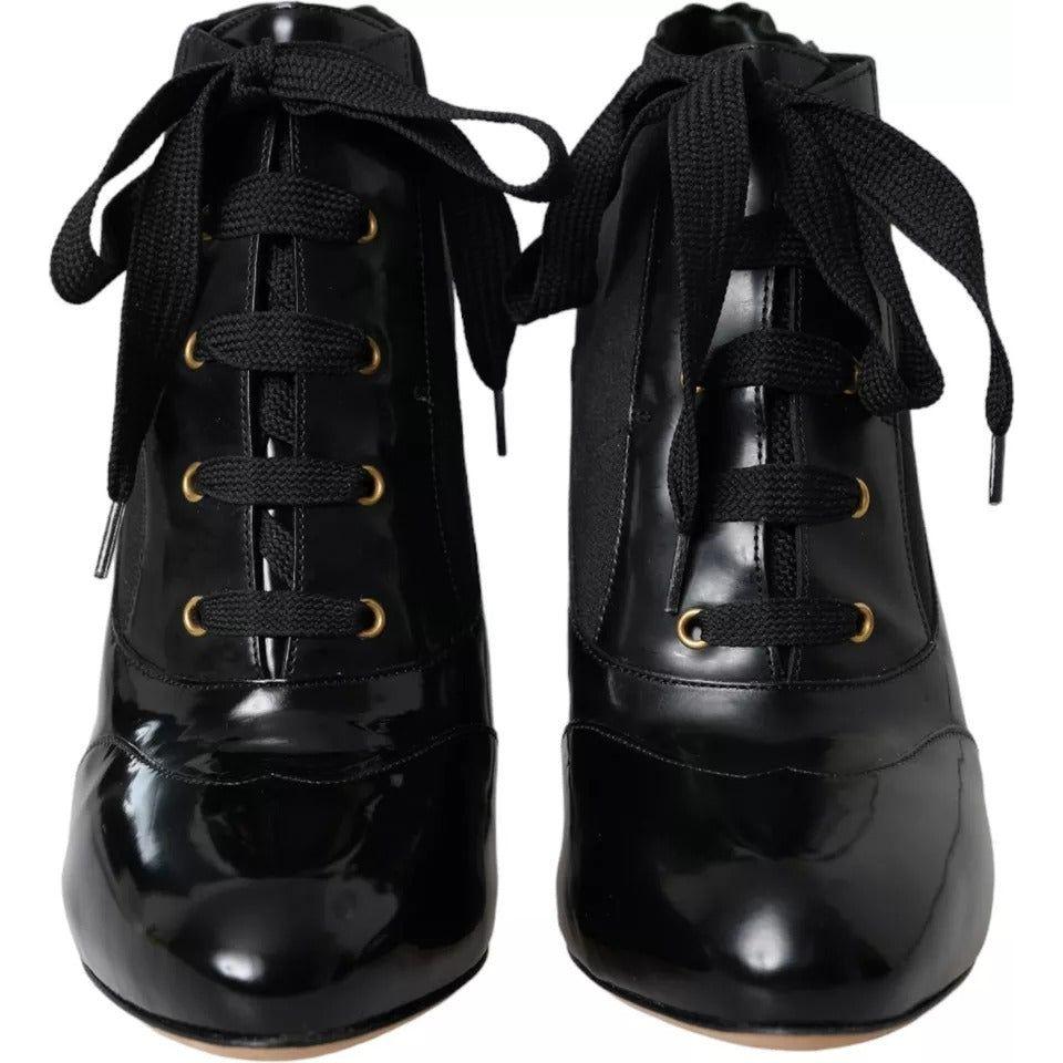 Dolce & Gabbana Black Jersey Stretch Ankle Boots Shoes LA10817-39