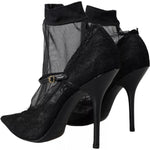 Dolce & Gabbana Black Tulle Stretch Boots Pumps Shoes LA10827-39
