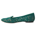 Dolce & Gabbana Green Taormina Lace Slip On Flats Shoes Dolce & Gabbana Dark Slate Gray