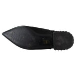 Dolce & Gabbana Black Flats Crystal Slingback Charmeuse Shoes LA8980-37