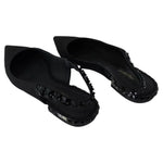 Dolce & Gabbana Black Flats Crystal Slingback Charmeuse Shoes LA8980-37