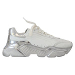 Dolce & Gabbana White Silver Leather Daymaster Women Sneakers Shoes Dolce & Gabbana Gray