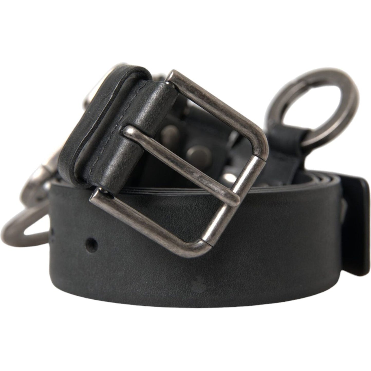 Dolce & Gabbana Black Calf Leather Silver Metal Buckle Belt Dolce & Gabbana Dark Slate Gray