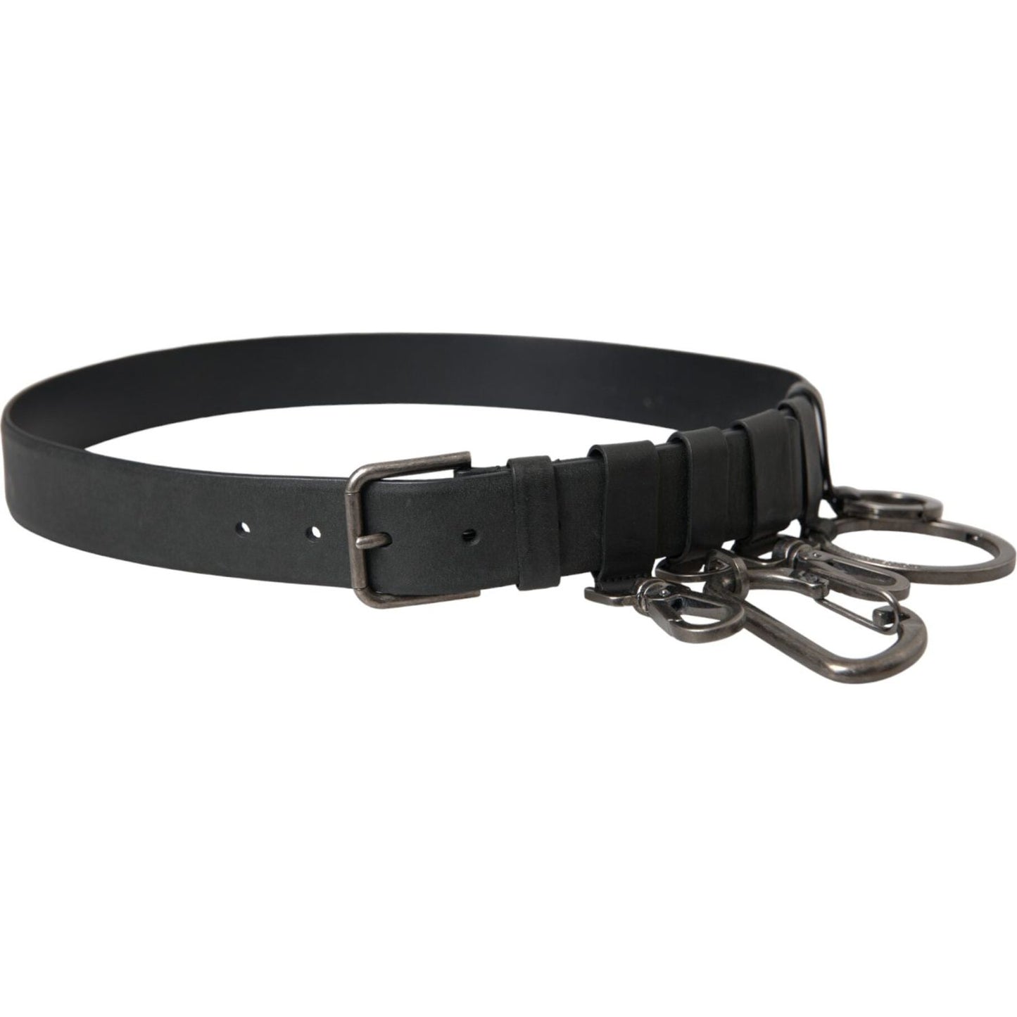Dolce & Gabbana Black Calf Leather Silver Metal Buckle Belt Dolce & Gabbana Dark Slate Gray