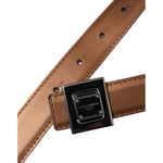 Dolce & Gabbana Bronze Leather Square Metal Buckle Belt Dolce & Gabbana Sienna