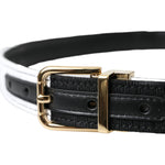 Dolce & Gabbana Black White Patchwork Gold Metal Buckle Belt WMB407-80