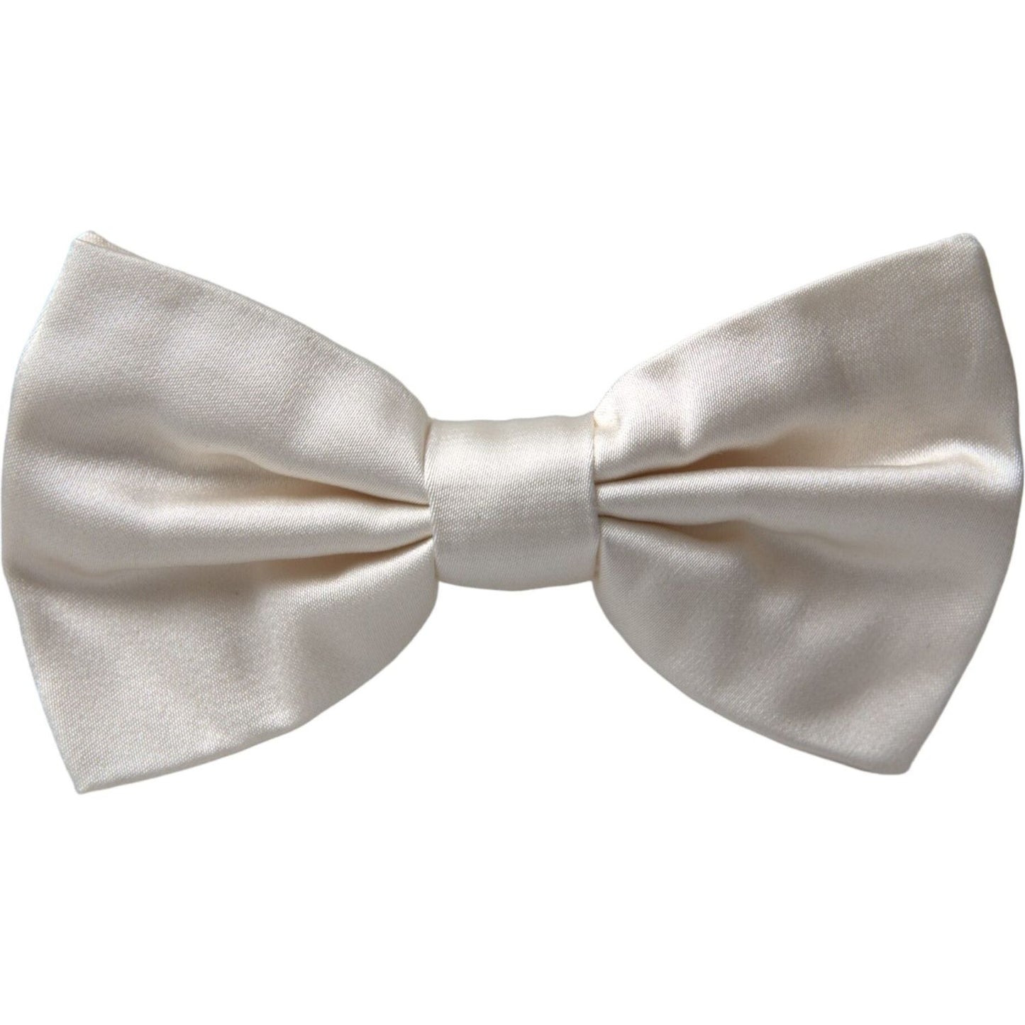 Dolce & Gabbana Off White Silk Adjustable Neck Men Bow Tie FT3845