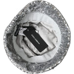 Dolce & Gabbana Silver Sequined Nylon Bucket Hat Men Dolce & Gabbana Light Slate Gray