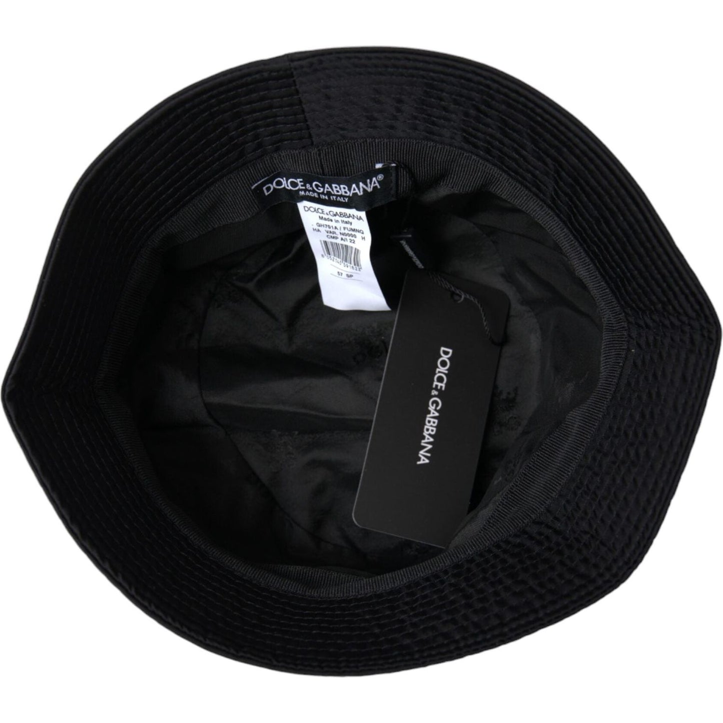 Dolce & Gabbana Black Wide Brim Cap Bucket Hat Men Dolce & Gabbana Black
