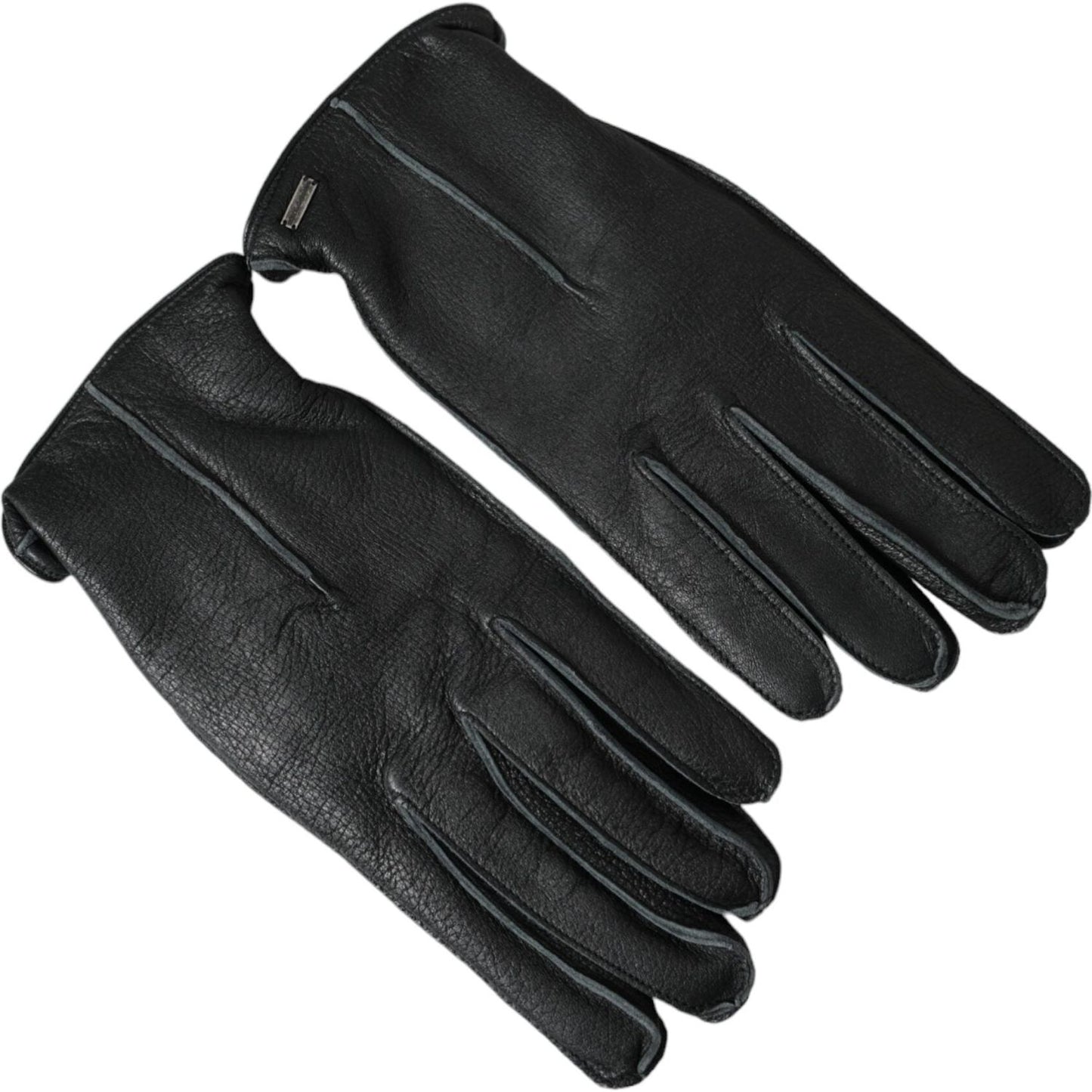 Dolce & Gabbana Black Deer Leather Wrist Length Gloves Dolce & Gabbana Dark Slate Gray