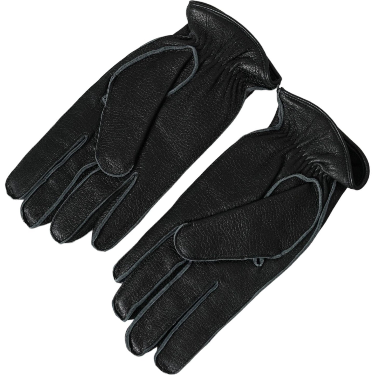 Dolce & Gabbana Black Deer Leather Wrist Length Gloves Dolce & Gabbana Black