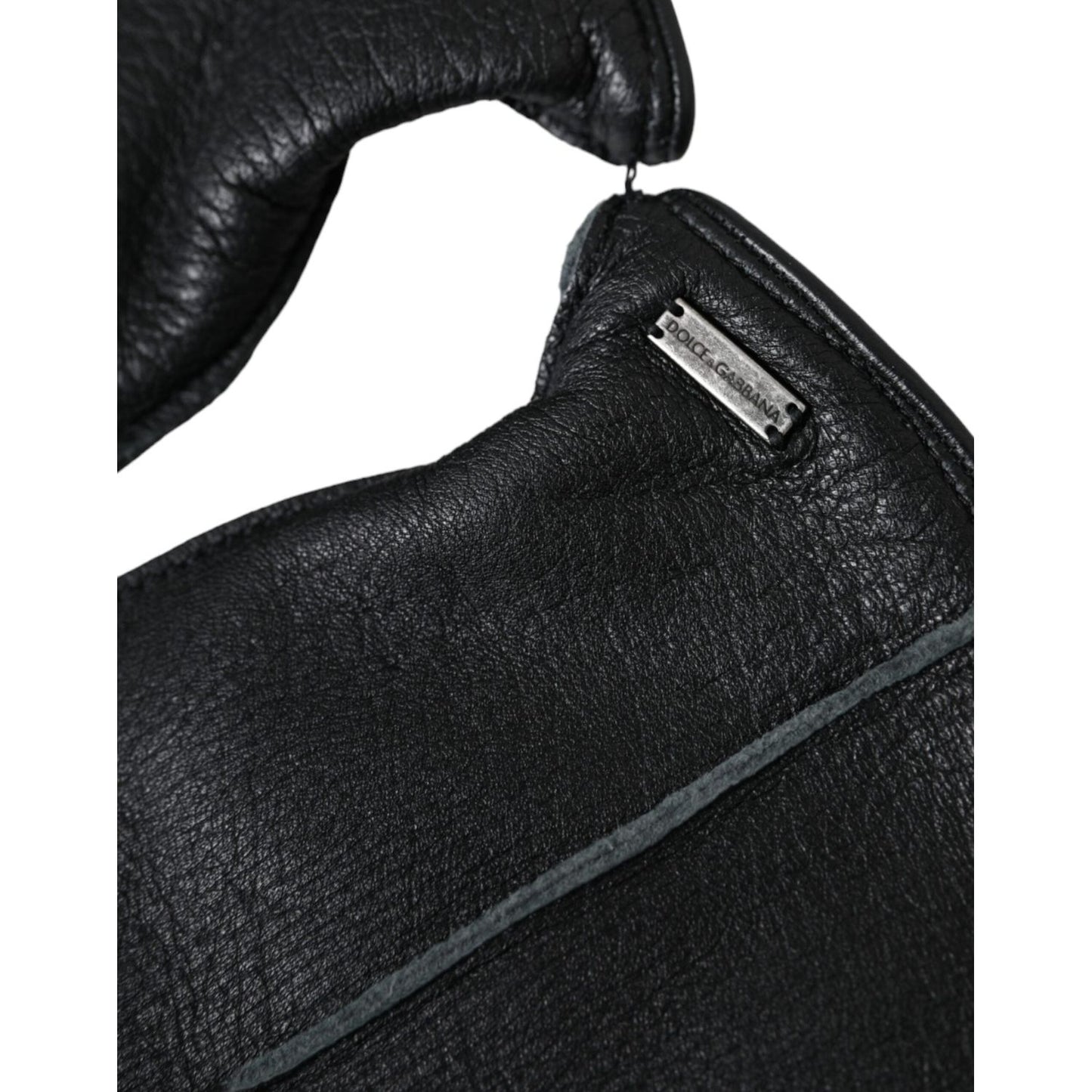 Dolce & Gabbana Black Deer Leather Wrist Length Gloves Dolce & Gabbana Black