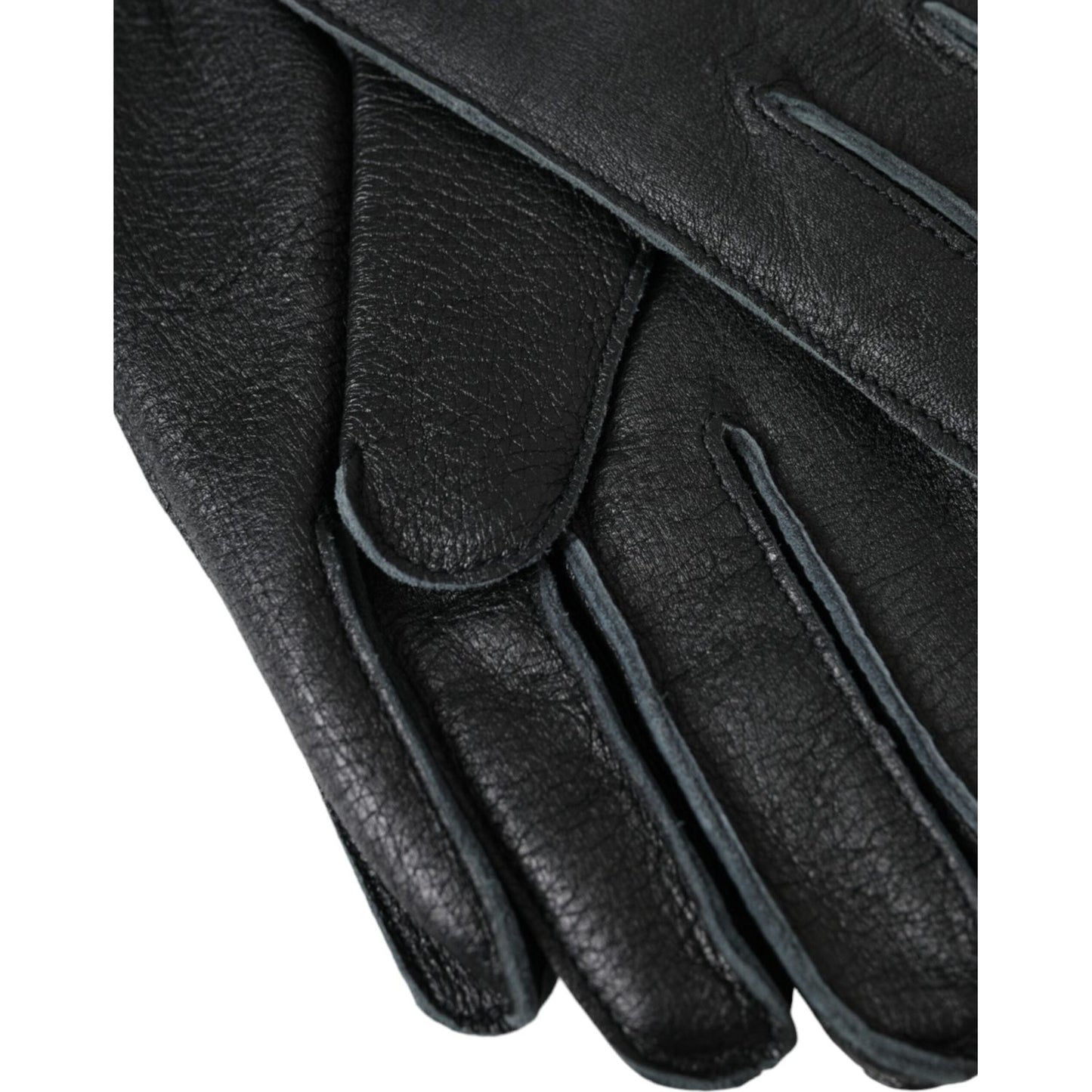 Dolce & Gabbana Black Deer Leather Wrist Length Gloves Dolce & Gabbana Dark Slate Gray