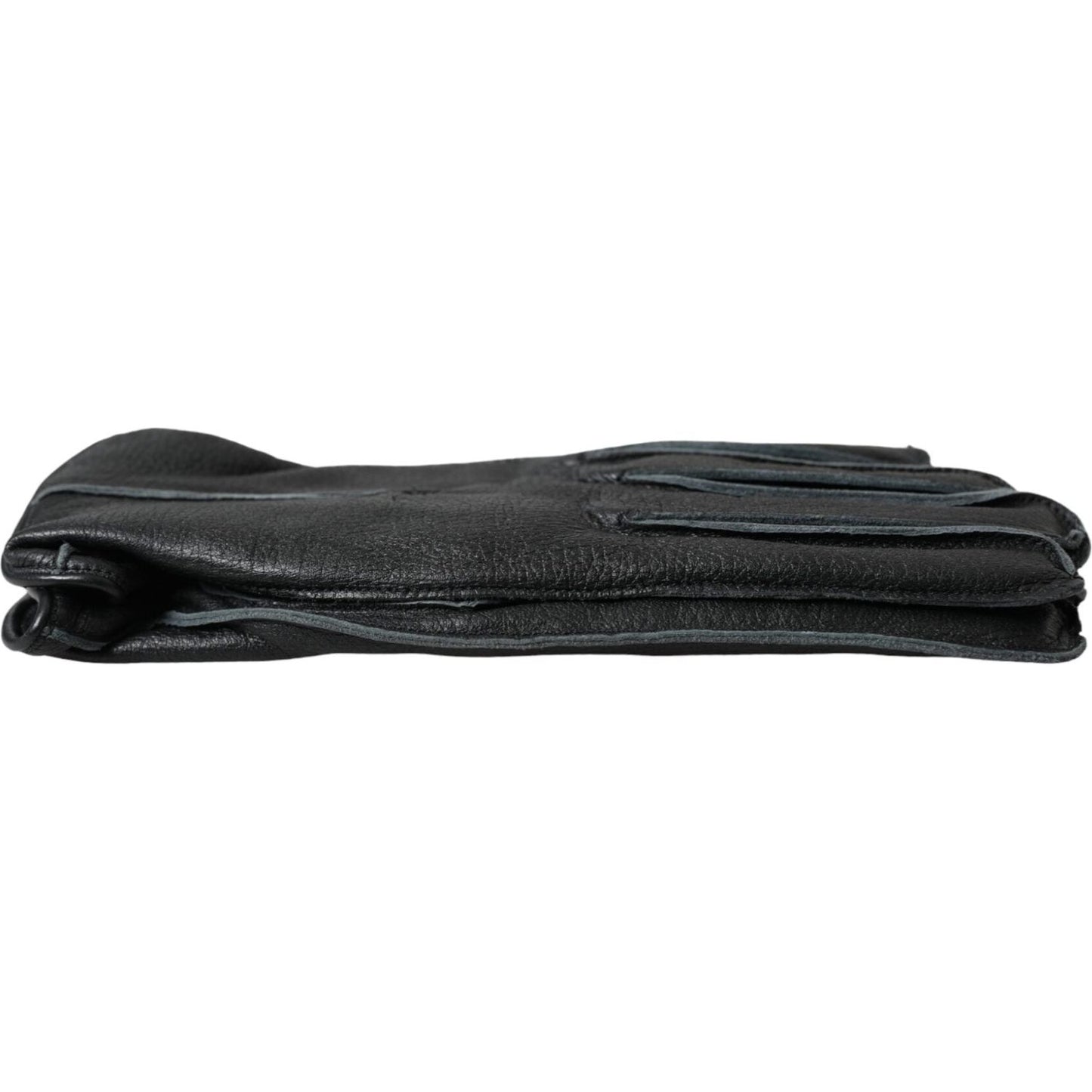 Dolce & Gabbana Black Deer Leather Wrist Length Gloves Dolce & Gabbana Dark Slate Gray