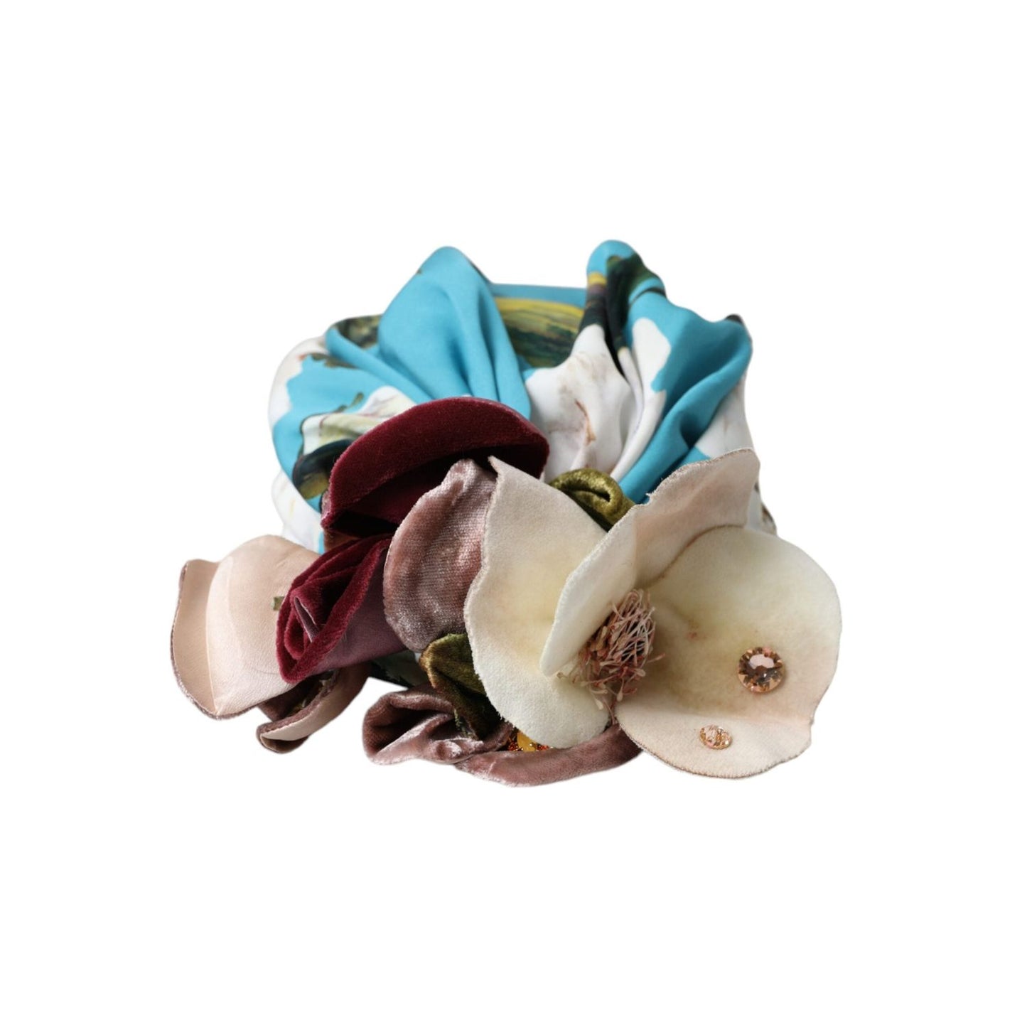 Dolce & Gabbana Blue Floral Motif Turban Head Hat Women HAT9527